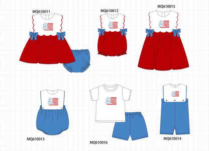 Red patriotic flag embroidery bow collection - ETA: May (Closes 11/01)