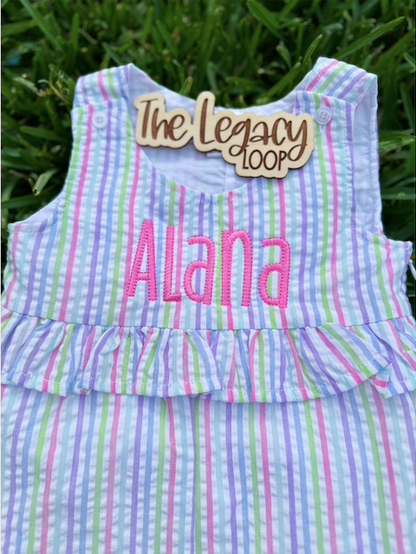 Pastel Stripe Girls Bubble Romper