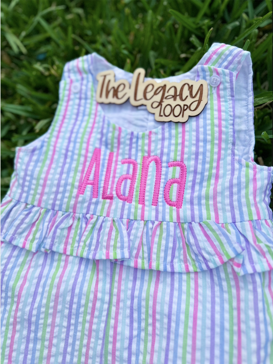 Pastel Stripe Girls Bubble Romper