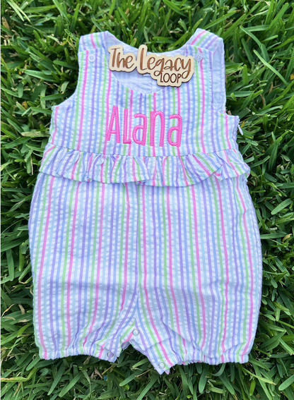 Pastel Stripe Girls Bubble Romper